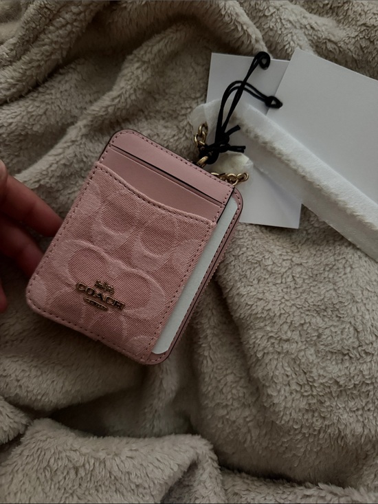 Coach Accessories - 100% Authentic!!!  Coach Pink Signature Card Holder with Gold Logo💕👛